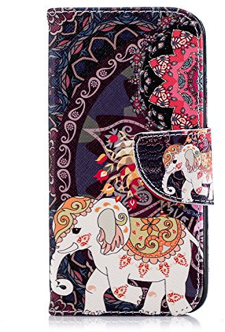 iPhone 8 Case, iPhone 7 Case 4.7 inch, Shockproof Slim PU Leather Flip Pouch Wallet Silicone Cover with Magnetic Stand Card Holder Slot Protective Smartphone Cases for iPhone 7/8 Elephant