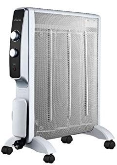 PUR LINE | Radiador Eléctrico de Mica de Bajo Consumo (2000W) en Blanco con Termostato - Radiador Eléctrico Protección y Ruedas