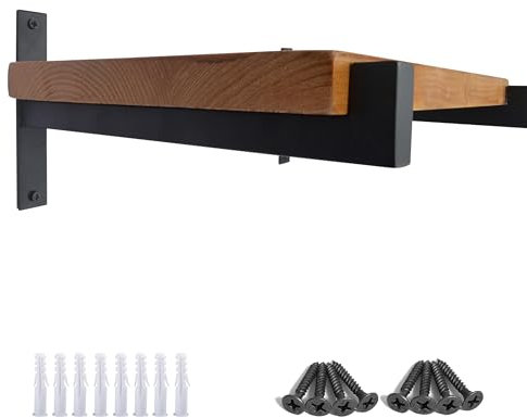 OVOV 2 Pcs Floating Shelf Bracket 10 Inch Heavy Duty Black Wall Brackets for Shelves Industrial Shelving Brackets Metal Shelf Support with Lip