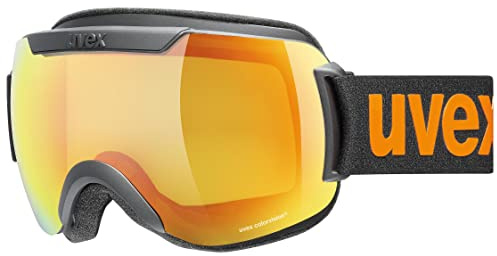 uvex downhill 2000 CV - Skibrille für Damen und Herren - konstraststeigernd - verzerrungs- & beschlagfrei - black matt/orange-yellow - one size