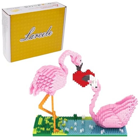 Larcele 1500 Pieces Micro Flamingo Building Blocks Pet Mini Building Toy Bricks KLJM-02 (Flamingo)