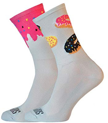 SUPPORT Herren Radsocken atmungsaktive Technologie rutschfeste Faser Unisex lustige Muster Radfahrer Zubehör für Wandern Laufen Klettern Radfahren Essentials, Sweet Do, Größe 42-44 EU