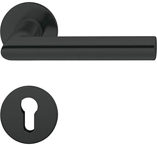 FSB Türbeschlag 1076 | Türgriff auf Flachrosette PZ, 38-42 | schwarz matt