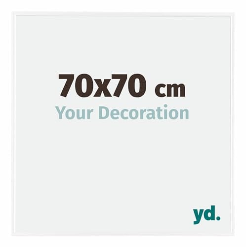 Your Decoration - Bilderrahmen 70x70 cm - Weiß Hochglanz - Bilderrahmen aus Kunststoff mit Acrylglas - Antireflex - 70x70 Rahmen - Evry