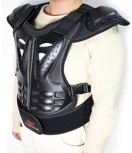 Protección del Pecho Chicos Chaleco de Moto para Niños Peto Racing Guard con Protectores de Espalda para Motocross Patinaje Patín Esquí Snowboard Black,M