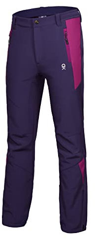 Little Donkey Andy Damen Winter Wanderhose Skihose Trekkinghose Snowboardhose, Softshell-Hose, Fleecegefüttert und wasserabweisend Lila L