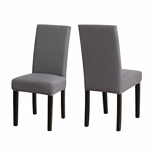 Sufdari Stuhlhussen 2er Set Grau, Stretch Esszimmer Stuhlbezug für Esszimmerstühle, Abnehmbarer Waschbarer Spandex Stuhlüberzug für Küchenstühle,Hotel, Bankett(Grau, 2 Stück)