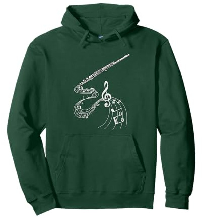 Querflöte Flöte Flötenspieler Musiker mit Noten Pullover Hoodie