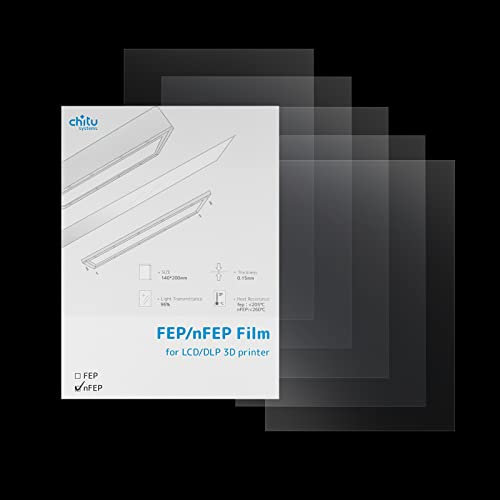 chitu Systems 5 x NFEP-Filmblätter, 200 x 140 mm, Dicke 0,127 mm, für Mars/Mars 2/Photon/Photon S/Photon Mono/Mono SE/Mono 4K/LD002R/LD002H/Sonic Mini 4K 5.5/6.23 Zoll 3D-Drucker (5)