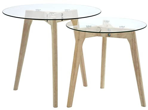 Leepesx Ensemble de Tables d'Appoint 2 pcs Table Gigogne Table Basse Table de Salon Table de Canapé Salle de Séjour Maison Intérieur Verre Trempé