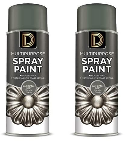 Metal Grey Metallic Finish Multipurpose Aerosol Spray Paint 400ml (2)