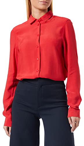Seidensticker Damen Bluse - Fashion Bluse - Regular Fit - tailliert - Hemd Blusen Kragen - Bügelleicht - Langarm,Rot,44