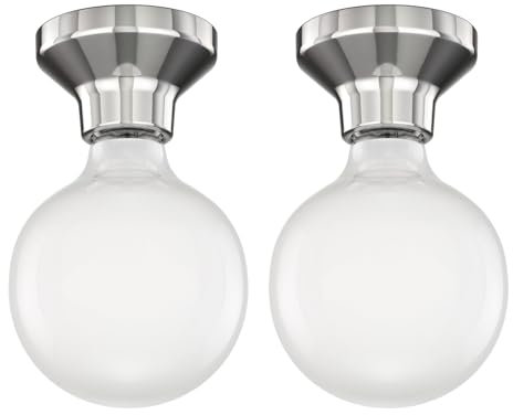 ledscom.de 2 Stück LED Deckenleuchte Elektra Porzellan silber Kugel inkl. E27 G125 Lampe extra matt warm-weiß 845lm