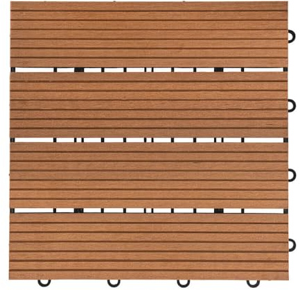 Home Deluxe - WPC Klickfliese BAVARO - Hellbraun - 9 m² - 11 Fliesen á 30 x 30 cm I Klickfliese Terrassenfliese Balkonfliese