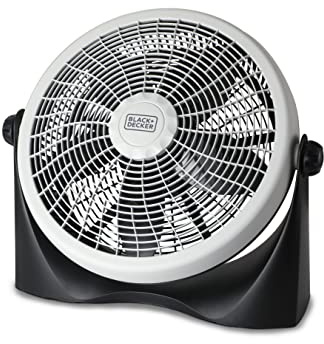 BLACK+DECKER High Velocity Floor Fan, 15.6 Diameter Freestanding Fan, 5 Plastic Blades, 3-Speeds, 90-Degree Tilt Adjustment, For Use In Bedroom, Home or Office, 5.5 lbs., Gray/Black, BFF16B