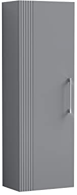 nuie FLT262 Deco Modern Bathroom Wall Hung 1 Soft Close Door Part Fluted Tall Unit, 400mm, Satin Grey
