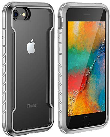 V-MOTA Case Compatible with Apple iPhone SE 3rd/2nd 2022/2020 Case, Shockproof Protective, Clear iPhone 8/7/6s/6 Case, Durable Aluminum Frame, 10ft Drop Tested,4.7 inch (Gray)