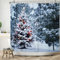 Bovlleetd 180x180cm Winter Schnee Duschvorhang Hängende Laterne Weihnachtsbaum Badezimmervorhang 3D Kiefernwald Duschvorhang Wasserdichter Badevorhang mit Haken für Badezimmerdekoration