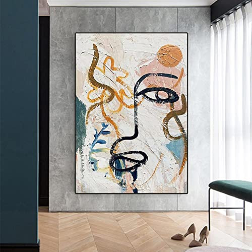 Rétro Matisse Graffiti imprime abstrait visage humain mur Art toile peinture photo pour salon nordique décor à la maison 30x52cm/12x21in avec cadre