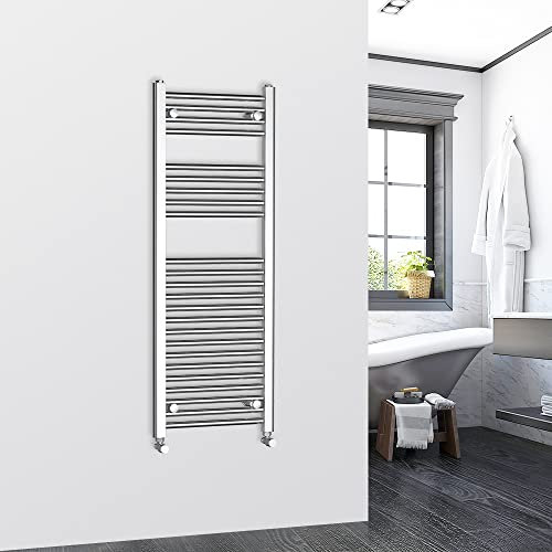 Warmehaus 1200x450mm Chrome Bathroom Heated Towel Rail Radiator Straight Ladder Style Towel Warmer