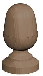 Wooden Post Finial - Treated Pine - Brown - Flat, Acorn or Ball 50mm 75mm 100mm Post Cap (100mm Acorn)