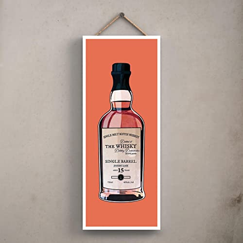 Global Designs Bottle Of Scotch Whisky Illustration Alcohol Themed Long Hanging Plaque