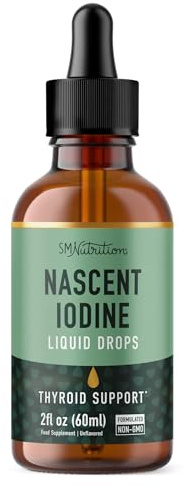 Liquid Nascent Iodine Drops | Iodine Supplement for Thyroid, Energy & Metabolism Support | 2 Fl Oz | 500 Servings | Non-GMO, Vegan, Third-Party Tested, Highly Absorbable | 1100 mcg Per Serving