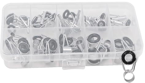 NUZAMAS 36PCS Angelruten-Führungsspitzen-Reparatursatz-Set Angelruten-Ringe Führung Edelstahl-Angelersatzteile Angelring-Zubehör Werkzeuge