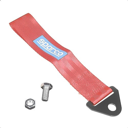 LoreenCar Modelo universal cuerda de remolque para coche, gancho de remolque, material de fibra de poliéster de alta resistencia, cuerda para remolque delantero y trasero, gancho de remolque (rojo)