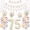 Deko 75. Geburtstag Frauen Beige Roségold Luftballons 75 Geburtstag Dekoration Frau，75 Gertstag Deko，Geburtstagsdeko 75 jahre Frauen,Happy 75th Birthday Girlande 75 Geburtstag Party Deko