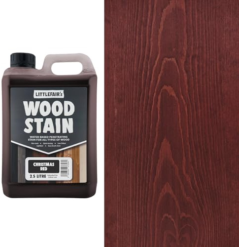 Littlefair's | Water Based Wood Dye | Special Colours Range | Indoor and Outdoor Use | Environmentally Friendly | Christmas Red (2.5ltr)