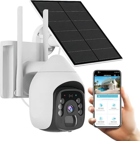 YTNE 2K 3MP Überwachungskamera Aussen Akku Solar,WLAN Kamera 10000mAh Akku mit Solarpanel,Kamera Outdoor mit PIR-Bewegungsmelder, Bunte Nachtsicht, 2-Wege-Audio, Spotlights, IP65 wasserdicht