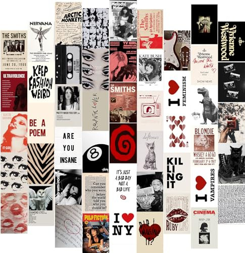 Y2k Wandkunstdrucke für Schlafzimmer, kokett, Wandcollage-Set für Zimmer, ästhetisch, 10,2 x 15,2 cm, Vintage-Fotocollage-Set, Bilder, Retro-Rockstar-Poster, Wanddekoration, Wohnheim-Dekoration, 50