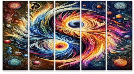 islandburner Bild auf Leinwand Yin Yang Flammensymbol im Weltraum Hintergrundbilder Bilder Wandbilder Poster