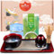 Goodwei Service à thé matcha Deluxe - 7 pièces - Pour cérémonie du thé japonaise - Avec plateau et boîte à thé (Rouge)