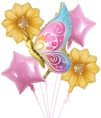 VIKY® Schmetterling Deko Geburtstag Mädchen, Schmetterlinge Deko Folienballon, Geburtstagsdeko Schmetterling Luftballons Deko Kindergeburtstag, Schmetterling Folienballon für Kinder Geburtstag Deko