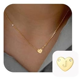 TINGN Halskette Damen Kette mit Buchstaben - Vergoldet Goldkette Damen Gold Herzkette Initialen Kette mit Buchstaben J Halskette Frauen Modeschmuck Geburtstags Geschenke für Frauen Teenager Mädchen
