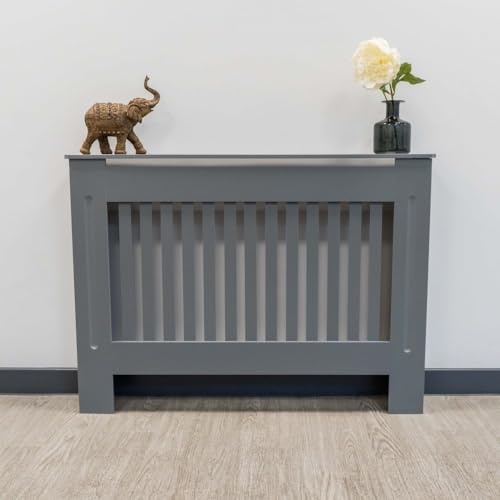 Jack Stonehouse Extra Large Radiator Cover Matt Grey Paint Over Radiator Shelf Clip On With Vertical Slats Sturdy MDF Wooden Radiator Covers For Bedroom Or Living Room Furniture Slim Radiator Cover