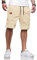 TARAINYA Kurze Hosen Herren Baumwolle Casual Shorts Herren Tunnelzug Elastische Sommer Chino mit Taschen Aprikose M