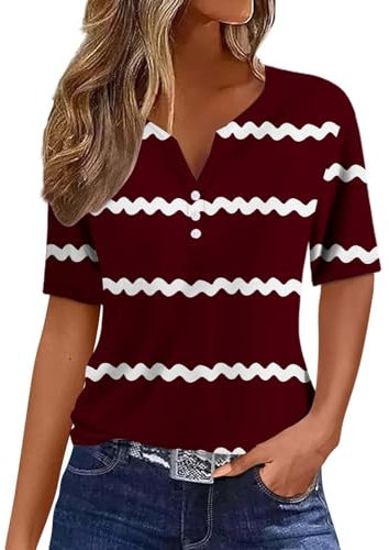 Tshirt Damen Sommer Elegante Bluse Grafik Drucken Tops Basic Kurzarm Shirts Bekleidung Tee Shirt Große Größen Baumwolle Teenager Mädchen S - 4XL