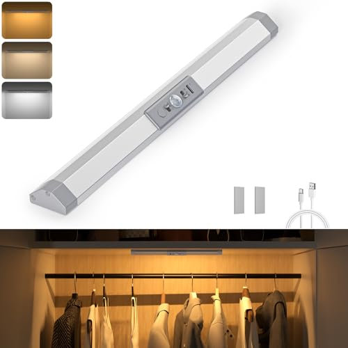 WOBANE Motion Sensor Wardrobe Lighting Dimmable,3 Color Temperature,Upgraded Eye Protection Design,Battery Operated Night Lights,Wireless LED Sensor Lights for Wall,Closet,Stair,Bed,1pack