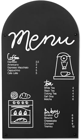 Ashton Modern Metal Magnetic Chalkboard for Wall - 17 x 31.5 Inch Large Chalk Board Sign Board for Wall, Magnet Board, Blackboard Food Truck Menu Board for Kitchen, Hanging Signs - Arched