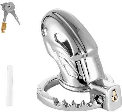 Verstellbarer Keuschheitskäfig Herren mit Anti-Seize-Schlauch Atmungsaktiver Chastity Cage Männer Metall mit Urinal-Loch SM Extrem Bondage Sex Spielzeug für Paare (Silver)