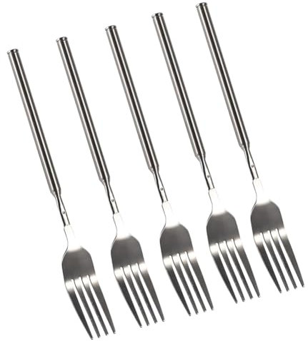 Yunnaty Fourchettes extensibles, fourchettes télescopiques pour barbecue en acier inoxydable 8,7-25,4 cm, fourchettes à dessert avec longues fourchettes à dessert aux fruits