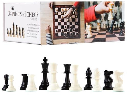 Wilson Jeux - 34 Chess Pieces Size 5 - Weighted and Felted Chess Pieces - Ideal for Standard Chess Boards Size 5 x 5 Cm - King Height 9.5 cm