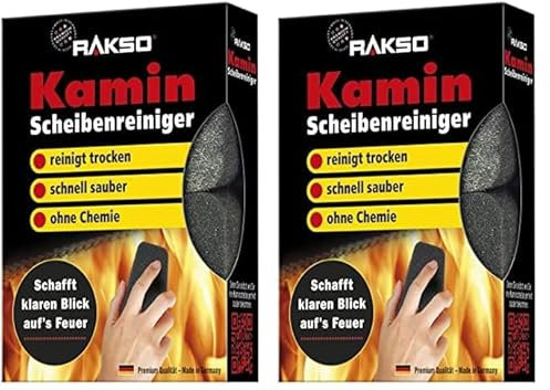 RAKSO Limpiador de Cristales para Chimeneas - Limpiacristales Potente para Hollín y Grasa, Ideal para Limpiar Vidrios y Hornos (Paquete de 2)