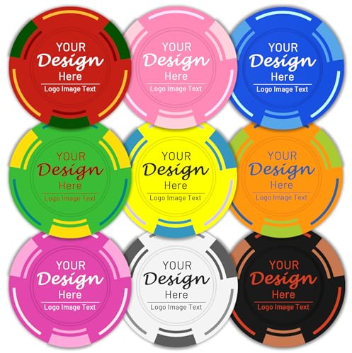 Shueewago 100 jetons de casino personnalisés, jetons en plastique impression double face en couleur, motif sur une puce pour fête, bar, tournoi, jeu de société, blackjack, mariage (blanc)