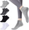 Risipu Rutschfeste Yoga-Socken für Damen, lange Socken für Yoga, Barre, Ballett, Tanz, Barfußtraining, Fitnessstudio, C 4 Paar – Schwarz + Weiß + Dunkelgrau + Hellgrau, Einheitsgröße