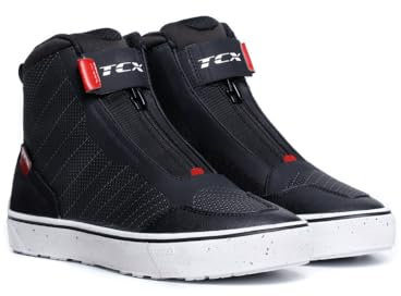 TCX - Ikasu 2 Wp Wmn, Scarpe Moto Casual Impermeabili, per Donna, Nero/Rosso Scuro, 35