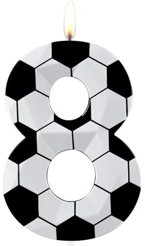 Geburtstagskerzen zum 8. Geburtstag, Motiv: Fußball Happy Birthday, Premium-Wachs und 3D-Diamant-Design, Fußball-Thema, Kuchendekoration, Dekoration für Männer, Jungen, Geburtstag, Party, Jahrestag,